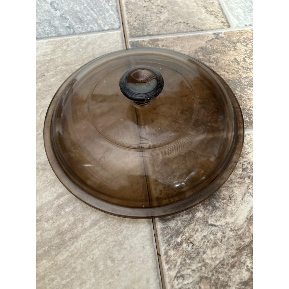 Vision Corning Amber Glass Lid 7 Inch Replacement Cover Vintage Brown Cookware